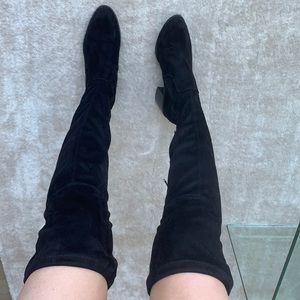 Steve Madden Black Suede Over the Knee Boots